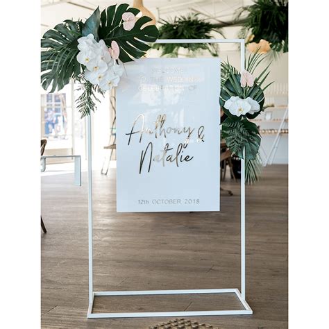 White Metal Stand Frame For Event Signage In Melbourne Styled Event Hire
