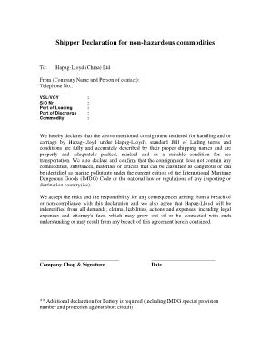 Non Dangerous Goods Declaration Format 2020 2024 Fill And Sign