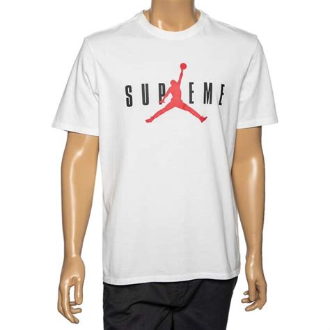Supreme X Jordan White Logo Printed Cotton T Shirt L Supreme The