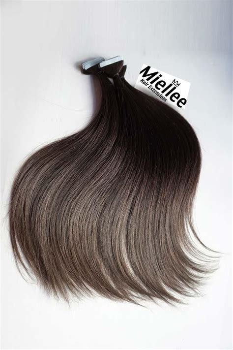 medium ash brown balayage silky straight remy human hair extensions miellee hair company