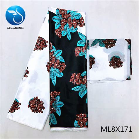 Liulanzhi African Silk Satin Fabric 4 Yards And Chiffon 2 Yards Scarf Women Dress Lace Material