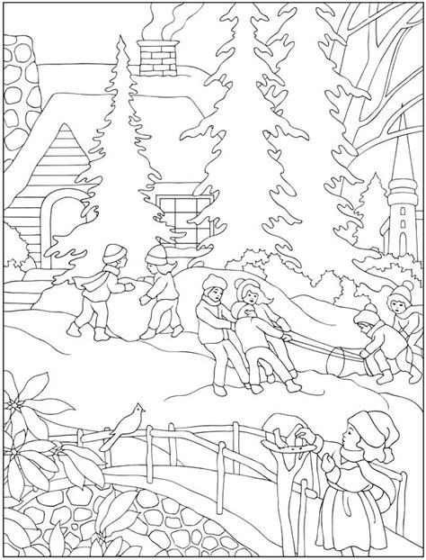 Winter Scene Coloring Coloring Pages