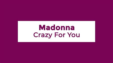 Madonna Crazy For You Lyrics Youtube