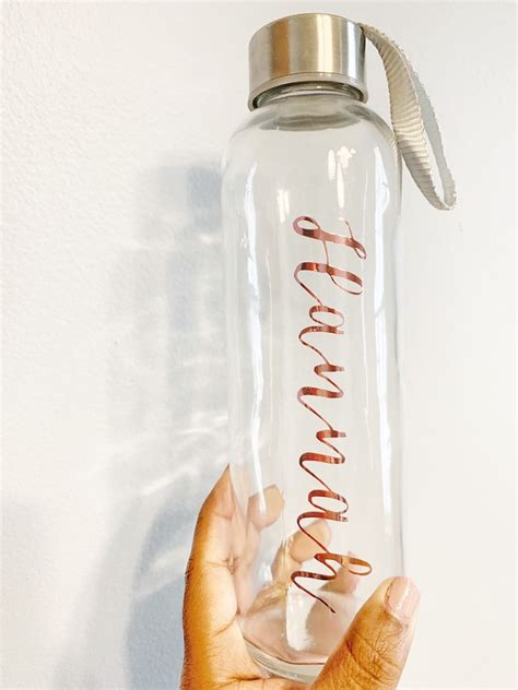 Personalized Glass Water Bottle Personalized Bridesmaid Etsy