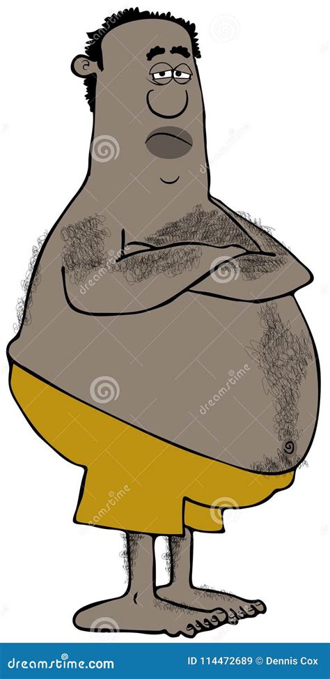 Fat And Hairy Ethnic Swimmer With His Arms Crossed Royalty Free Stock