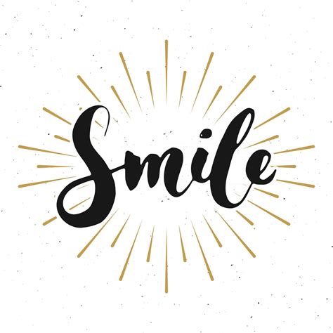 Smile Lettering Handwritten Sign Hand Drawn Grunge Calligraphic Text