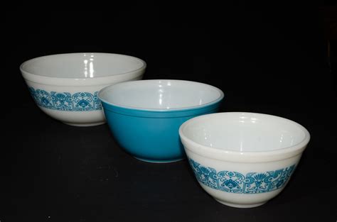 Pyrex Horizon Blue Set Of Bowls And Vintage Etsy