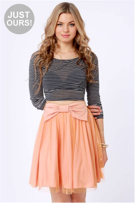 Cute Peach Skirt Skater Skirt Mini Skirt Tulle Skirt 3500 Lulus