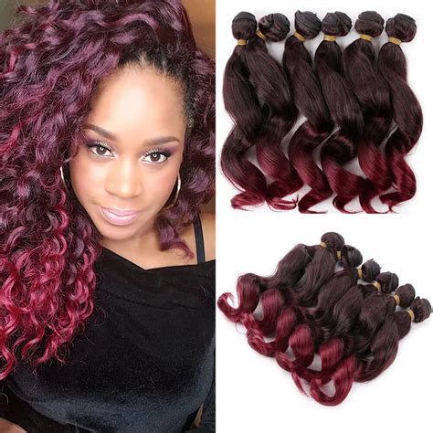 Extensions de Cheveux Ondulés Synthétiques Tissage en Lot Noir Ombré