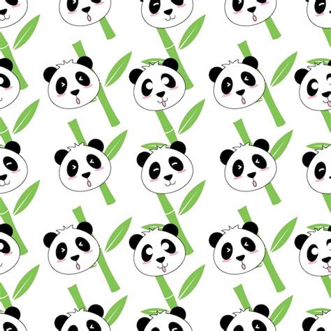 Premium Vector Panda And Bamboo Seamless Pattern