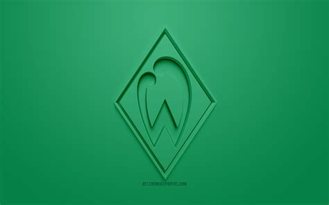 Werder bremen at a glance: Download wallpapers SV Werder Bremen, creative 3D logo, green background, 3d emblem, German ...
