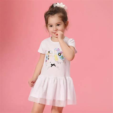 2017 Baby Girls Cotton Dresses 2 3 4 5 6 7 8t Years Old Kids Blue White