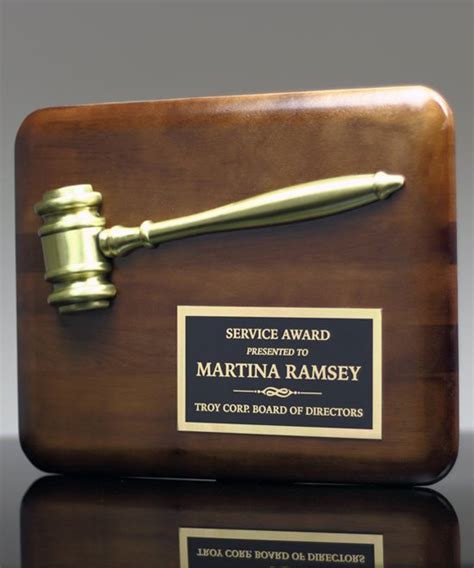 Walnut Plaque With Gold Gavel
