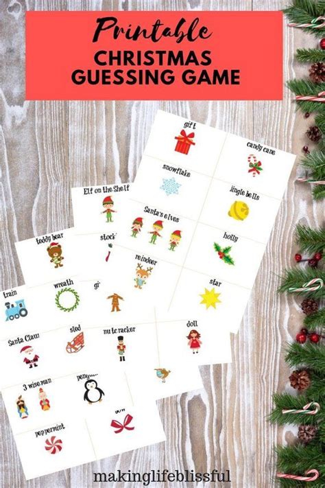 Printable Christmas Guessing Game Cards For Charades Headbanz