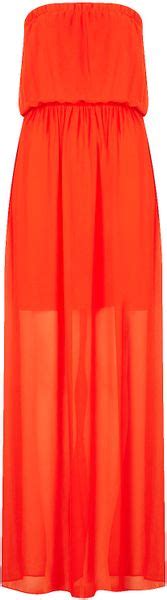 Topshop Chiffon Bandeau Maxi Dress In Red Bright Red Lyst