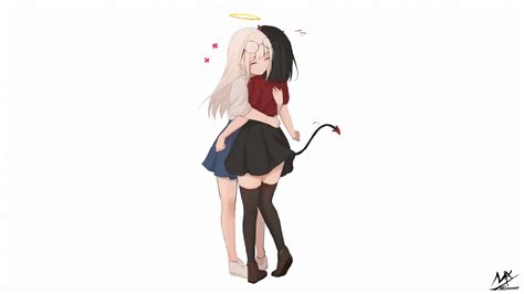 Cute Anime Girls Hugging ~ Ghalibah Muntashirah