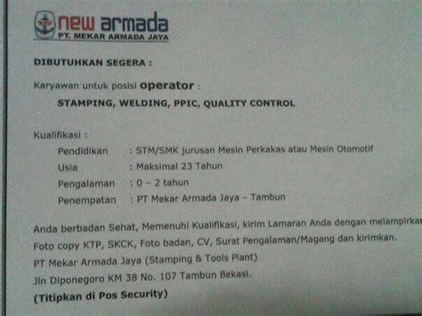 29 november 2016 damar pramudito nurjati definisi 0. Lowongan Kerja PT. Mekar Armada Jaya - Berita Transkerja - Inovatif, Kreatif dan Progresif