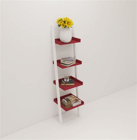 Amayo Home 4 Tier Bookcase White Ladder Shelf Unit Display Shelves