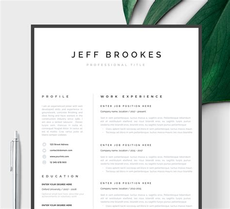 Modern Resume Template Cv Template Cover Letter Professional Resume For Word Mac Or Pc Page