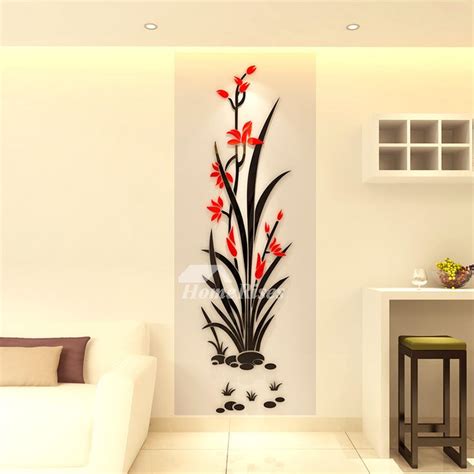 Floral Wall Decals 3d Acrylic Decorative Living Room Personalised