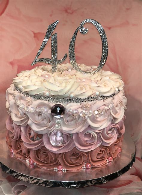40th Birthday Cake With Rhinestone Bling And Jewels 40th Birthday