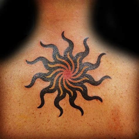 Tribal Sun Tattoo Designs For Men Black Ink Rays