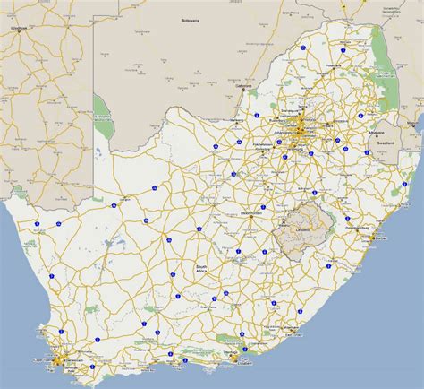 Large Road Map Of South Africa With Cities South Africa Africa Mapsland Maps Of The World