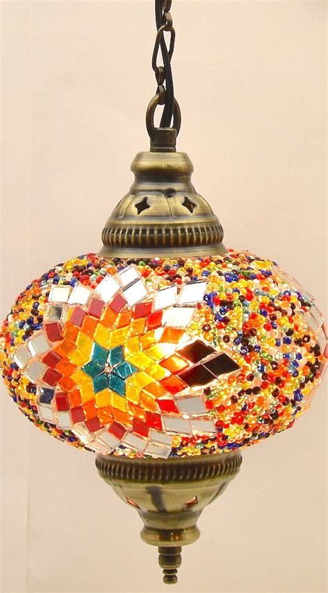Turkish Moroccan Mosaic Tiffany Glass Ceiling Hanging Light Fixture