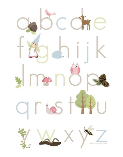 Items Similar To Woodland Alphabet Poster Pink 11x14 Archival