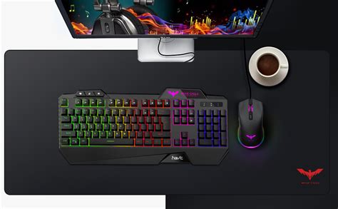 Havit Keyboard Rainbow Backlit Wired Gaming Keyboard Mouse Combo Led