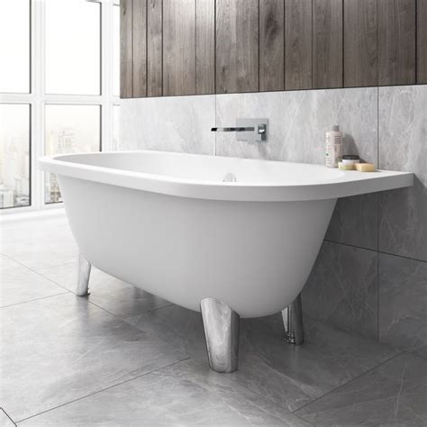 Garforth Back To Wall Freestanding Bath With Modern Feet 1680 X 785 X