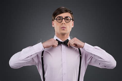 Confident Nerd Stock Photo Image Of Glasses Suspenders 33341646