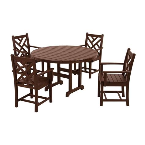 Polywood Chippendale Mahogany 5 Piece Patio Dining Set Pws122 1 Ma