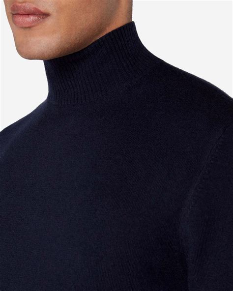 Turtle Neck Cashmere Sweater Navy Blue Turtle Neck Sweaters