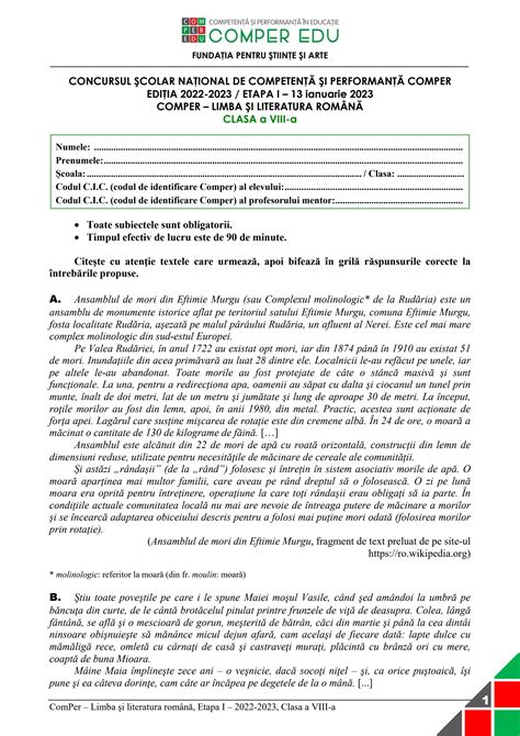 Solution Subiect Comper Romana Etapai 2022 2023 Clasaviii Studypool
