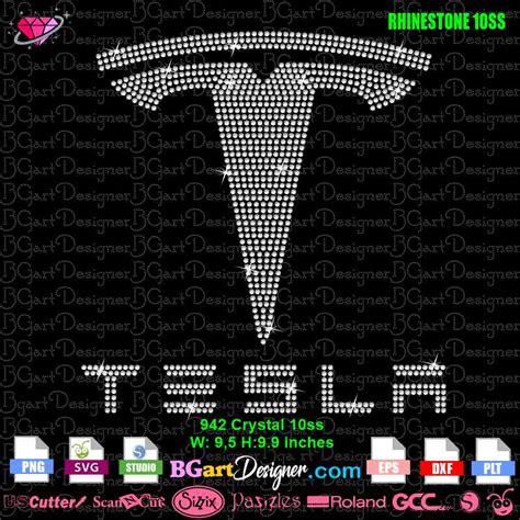 Lll Tesla Logo Shield Rhinestone Svg Bling Digital Template File