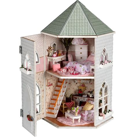 Love Castle Diy Wooden Dollhouse Miniature With Light And Furniture