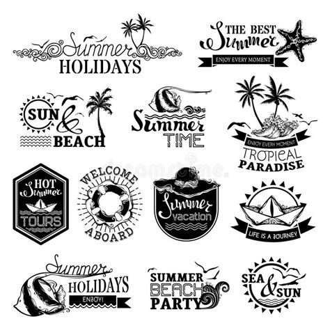 vector set of summer and travel designs stock vector illustration of paradise label 57742117