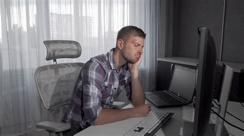 Man Peacefully Dozing Off At Computer Stock Footage Sbv 337747852