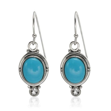 Sterling Silver X Mm Sleeping Beauty Turquoise Zircon Earrings
