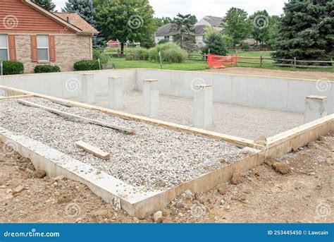 Modular Home Crawl Space Foundation With Support Beams And Aggregate