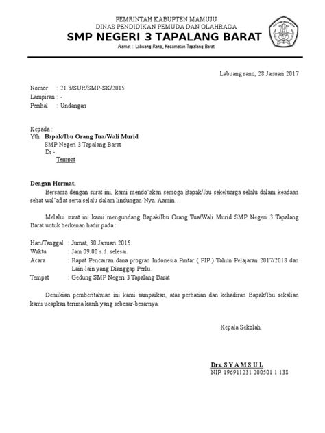 Detail Contoh Surat Undangan Rapat Wali Murid Doc Koleksi Nomer 11