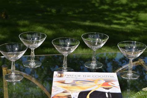 Vintage Crystal Bubble Stem Cocktail Glasses Set Of 5 Etsy Vintage Crystal Vintage Cocktail