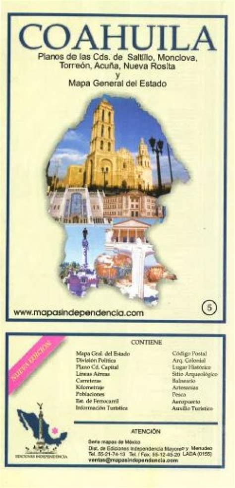 Coahuila Mexico State And Major Cities Map By Ediciones Independencia