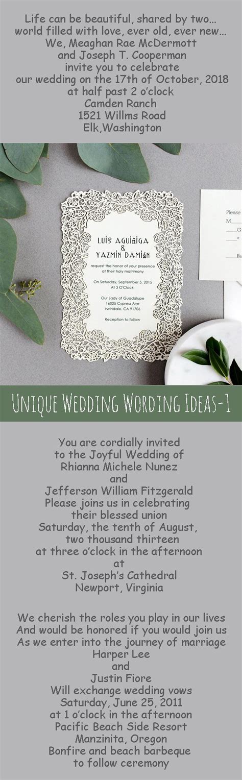 15 Unique Wedding Invitation Wording Ideas Ewi Unique Wedding