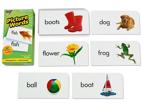 The flash cards and game cards do not have the vocabulary written on them. Picture-Words Flash Cards - Set 1 at Lakeshore Learning