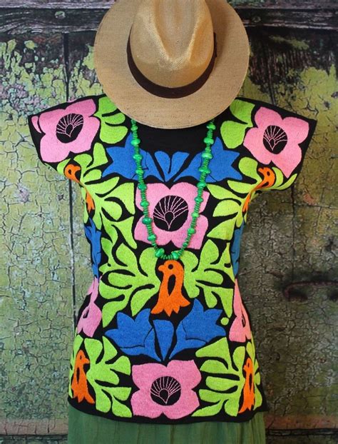 multi color floral and bird hand embroidered huipil blouse jalapa mexican cowgirl handmade