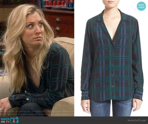 Wornontv Pennys Black Plaid Blouse On The Big Bang Theory Kaley