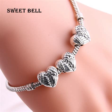 Sweet Bell Pcs Mm Antique Sliver Alloy Love Heart Charms Bead