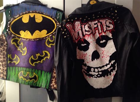 Batman Customised Leather Jacket Misfits Studded Jacket Punk | Studded jacket, Diy jacket ...
